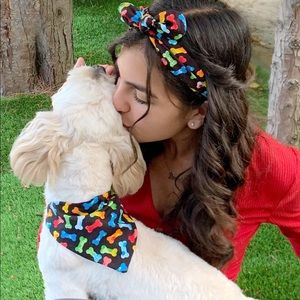 Small reversible dog bandana & matching tie band